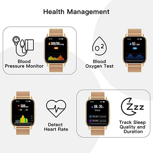 Popglory Smart Watch Call Receive/Dial, 1.85'' Smartwatch With Ai Voice Control, Blood Pressure/Spo2/Heart Rate Monitor, Fitness Tracker Watch With 2