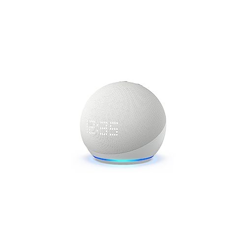 Echo Dot (5th Gen, 2022 release) with Clock Smart speaker with Clock and  Alexa, Glacier White