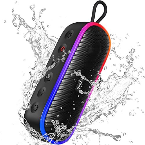 Waterproof Bluetooth Speaker - 20w Stereo, Latest Bluetooth 5.0, 360 Hd  Surround Sound With Powerful Bass, Dual Pairing For Home, Parties, And Beach