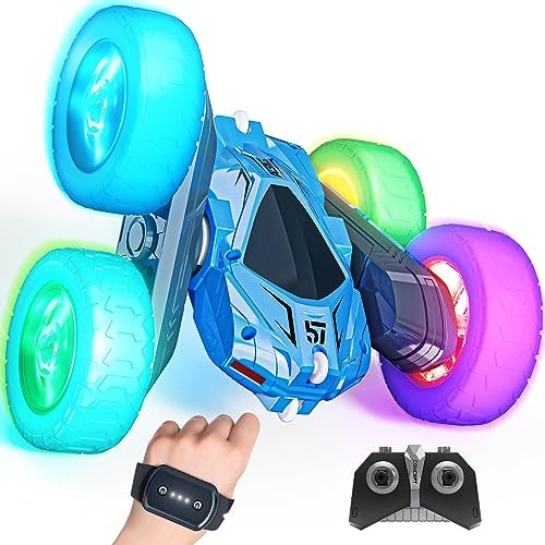 Tecnock Remote Control Car RC Cars for Boys Girls, 2.4GHz 4WD Gesture  Sensing RC Stunt Car Toys - 360° Rotating Double Sided Hand Controlled RC  Car with Lights, Gifts for Kids