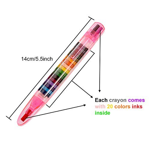 Bbto 20 Pieces Stackable Crayons For Kids Buildable Rainbow Glitter 