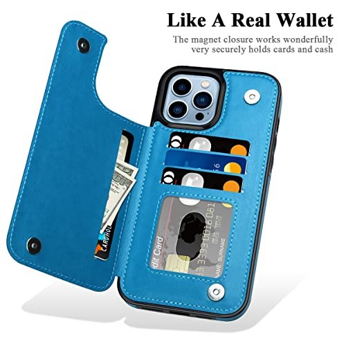 Mmhuo For Iphone 15 Pro Max Case With Card Holder, Flower Back Flip Case For Iphone 15