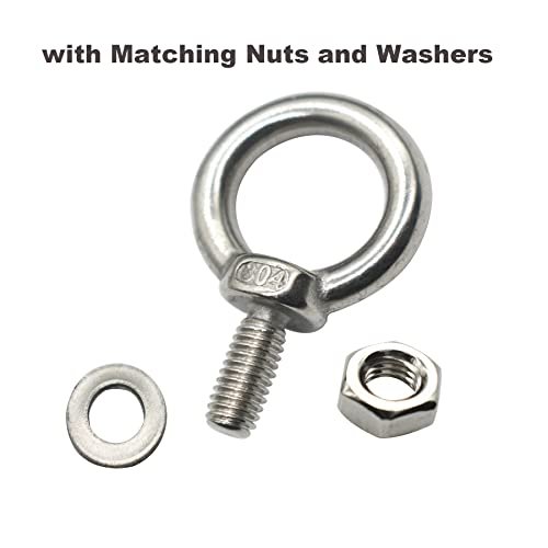 6 Pieces) 10 304 Stainless Steel Heavy Duty Shoulder Lifting Ring Eye