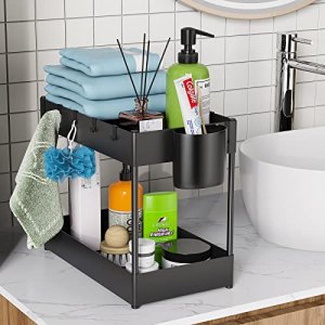 Hekaty 2PcS Under Sink Organizer Shelf Multi-purpose 2 Tier Under