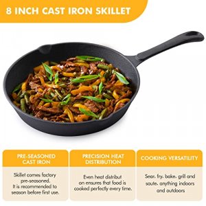 Buy Homeries Pre-Seasoned Cast Iron Wok with 2 Handled and Wooden Lid (14  Inches) Nonstick Iron Deep Frying Pan with Flat Base for Stir-Fry,  Grilling, Frying, Steaming - For Authentic Asian, Chinese