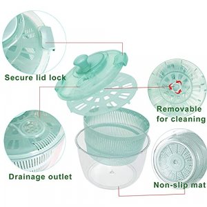 1pc Salad Spinner Large, Lettuce Dryer Spinner Quick Dry Design , 5.3  Quarts Fruit Washer With Bowl, Non-slip Pad & Secure Lid Lock & Rotary  Handle, Easy to Clean Fruit and Vegetable