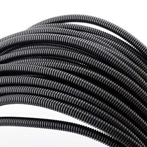 15' (4.6m) Cable Management Sleeve - Flexible Coiled Cable Wrap - 1.0-1.5  dia. Expandable Sleeve - Polyester Cord Manager/Protector/Concealer - Black