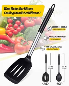 Umite Chef Kitchen Utensil Set, 15pcs Silicone Cooking Kitchen Utensils Set, Cooking Tools Turner Tongs Spatula Spoon for Nonstick Heat Resistant