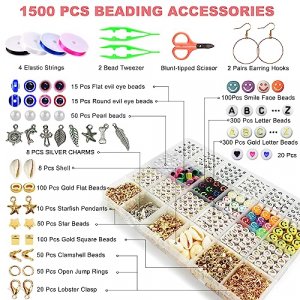 Redtwo 7200 Pcs Clay Beads Bracelet Making Kit, Preppy Friendship Flat  Polymer Heishi Beads Jewelry Kits with Charms and Elastic
