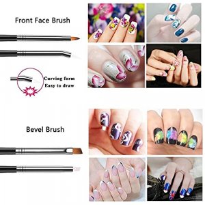iFwevs Nail Art Brushes,5pcs Double Ended Brush & Dotting Tool  Kit,Including Nail Liner Brush and Nail Dotting Pens for Nail Art Nail Salon