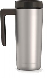 THERMOS ALTA SERIES Stainless Steel Mug 18 Ounce, Matte Steel/Espresso Black