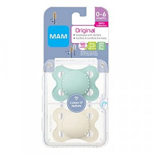 MAM Perfect Night Baby Pacifier Patented Nipple Glows in the Dark 2 Pack  0-6 Months Unisex Unisex 2 Count (Pack of 1)