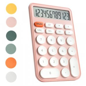 Mechanical Switch Calculator,Handheld for Daily and Basic Office,10 Digit  Large LCD Display (Pink)