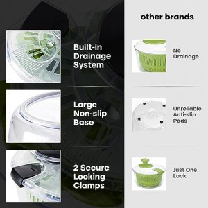 Salad Spinner Large 5.28 Qt Lettuce Spinner Fruit Washing Vegetable Dryer  Green