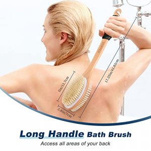 MainBasics Dual-Sided Long Handle Bath Shower Brush Back Scrubber