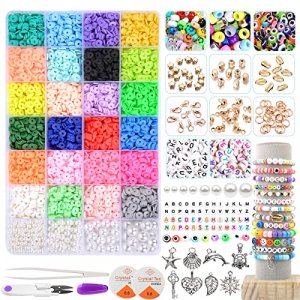 4800Pcs Clay Heishi Beads Flat Round Beads Kit for Bracelets Necklace 24  Colors