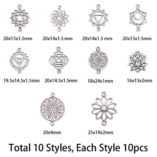  SUNNYCLUE 1 Box 100Pcs Stainless Steel Heart Charms