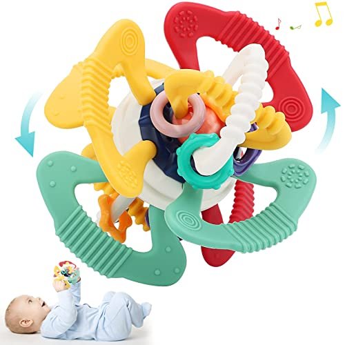 Teething Toys for Babies 0-6 Months Baby Rattle & Sensory Teether