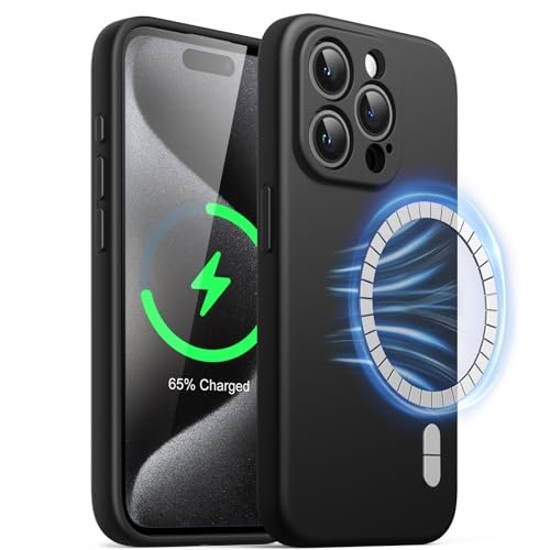 JETech Magnetic Silicone Case for iPhone 15 Pro Max 6.7