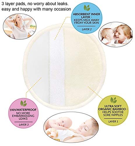 Nursing Pad Natural Organic Cotton Pack of 10 Mum Breast Feeding  Eco-Friendly