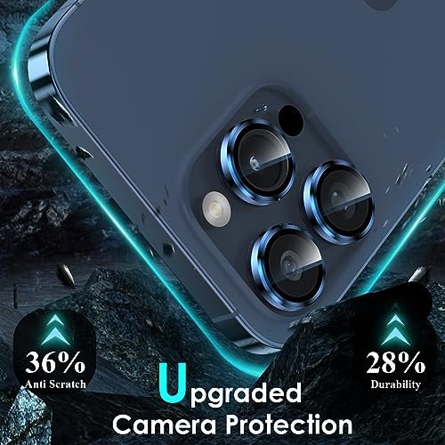 YWXTW Camera Lens Protector for iPhone 15 Pro/iPhone 15 Pro Max, [1 Step  Installation Tray] Tempered Glass Screen Protector Metal Individual Camera