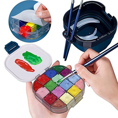 Cheap Oil Paint Palette Paint Brush Cleaner with Paint Pallet 16 Holes Paint  Brush Holder with Lid