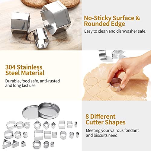 24 Pcs Small Cookie Cutters Set, Ofone Stainless Steel Geometric Shapes  Fondant Cutter Including Square Triangle Oval Rectangle Hexagon Circle Mini  M - Imported Products from USA - iBhejo