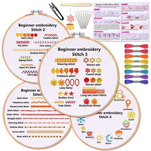 4 Sets Beginners Embroidery Stitch Practice Kit, Embroidery Starter Kit For  Craft Lover With 30 Different Stitches,Embroidery Skill Practice Kit Incl -  Imported Products from USA - iBhejo