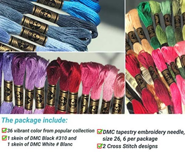 Dmc Embroidery Floss Pack, Popular Colors, Dmc Embroidery Thread, Dmc Floss  Kit Include 36 Assorted Color Bundle With Dmc Mouline Cotton White/Black -  Imported Products from USA - iBhejo