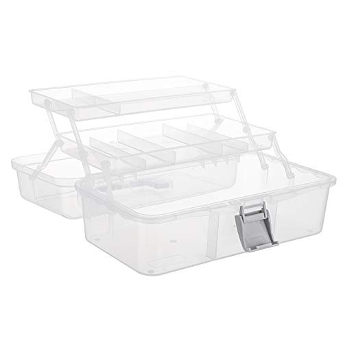 Tosnail 12-Inch 3 Layers Plastic Craft Organizer Box Storage Container  First Aid Carrying Case For Sewing, Painting, Arts - Clear - Imported  Products from USA - iBhejo