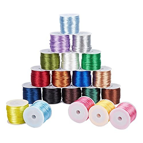 Ph Pandahall 20 Color Satin Rattail Cord 2Mm Nylon String Satin Silk Cord  Bracelet String Chinese Knotting Cord Thread For Braided Friendship Bracele  - Imported Products from USA - iBhejo