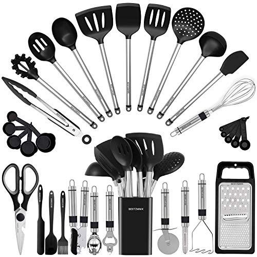 Silicone Cooking Utensil Set, 20Pcs Kitchen Utensil Sets, Food Grade  Silicone Spatula, BPA-Free, Non-stick Heat Resistant - Kitchen Cookware  with Stainless Steel Handle Dishwasher Safe - Gray 