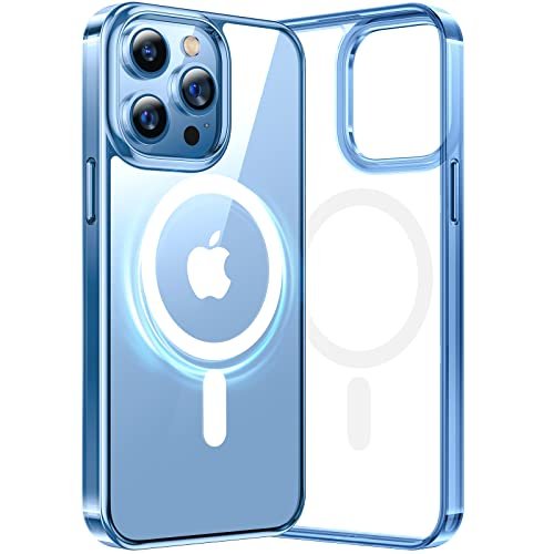 Case for iPhone 13 Pro, Magnetic Case Compatible with MagSafe with Built-in  Strong Magnets, [Yellow Resistant] Clear Slim Soft TPU Shockproof Case for iPhone  13 Pro 6.1 - Blue 