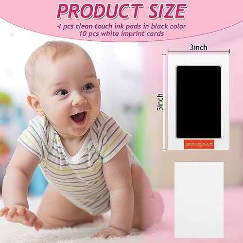 4 Color Inkless Hand and Footprint Kit Clean Touch Ink Pad for Newborn Baby  Pet Paw Print Kit(4 Ink Pads,8 Imprint Cards)