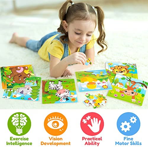 Wooden Jigsaw Puzzles Set for Kids Age 3-5 Year Old Animals Preschool  Puzzles for Toddler Children Learning Educational Puzzles Toys for Boy and  Girl 