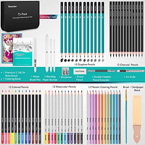 Soucolor Arts and Crafts Supplies, 183-Pack Drawing Painting Set for Kids  Gir