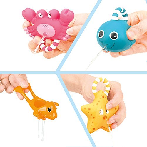 Bath Toy, Fishing Floating Squirts Toy and Water Scoop With Organizer Bag(8 Pack), Funcorn Toys Fish Net Game in Bathtub Bathroom Pool Bath Time for K