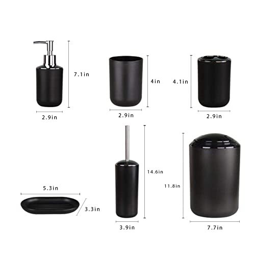 IMAVO Bathroom Accessories Set, 6-Piece Plastic Gift Set, Toothbrush  Holder, Toothbrush Cup, Soap Dispenser, Soap Dish, Toilet Brush Holder,  Trash Can