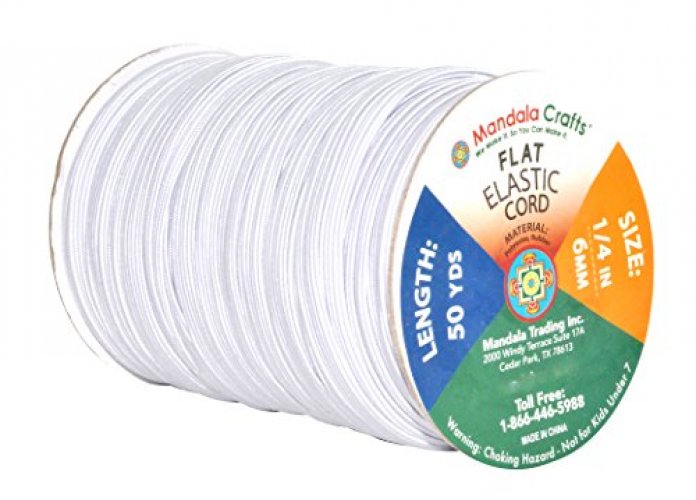 Mandala Crafts Flat Elastic Band, Braided Stretch Strap Cord Roll