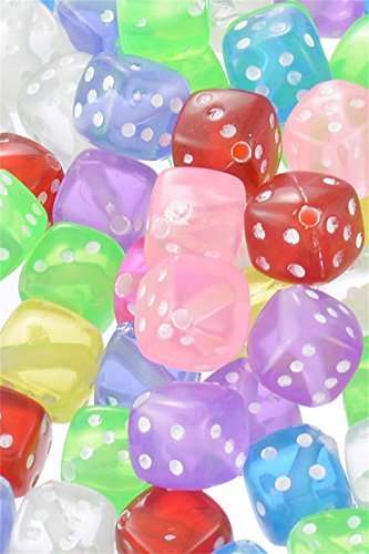 100 Pieces 6 Sided Dice Set, Beads for Jewelry Making, 8mm Mixed Acrylic Dice Beads Game Dice Tiny Dice Multicolor Spacer Cube Loose Beads for