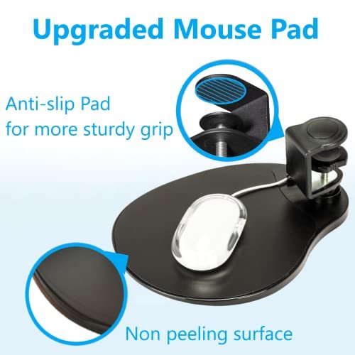 Max Smart Clamp On Mouse Platform, Clip On Mouse Pad Rotating 360, Ergonomic Mouse Tray