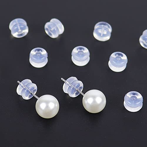 Silicone Earring Backs Earring Backings 12Pcs Soft Clear Ear Safety Back  Pads Backstops Replacement for Fish Hook Earring Studs Hoops,Locking Secure