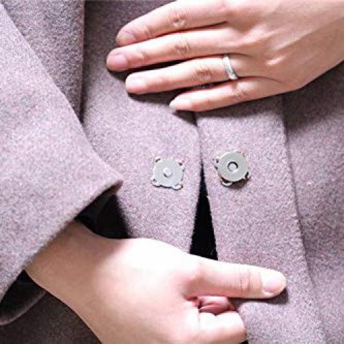 24 Sets Sew in Magnetic Plum Bag Clasps Button Snaps for Purses Handbag  Clothes Scrapbooking Closure Fastener Sewing Craft DIY (Silver) (18mm)