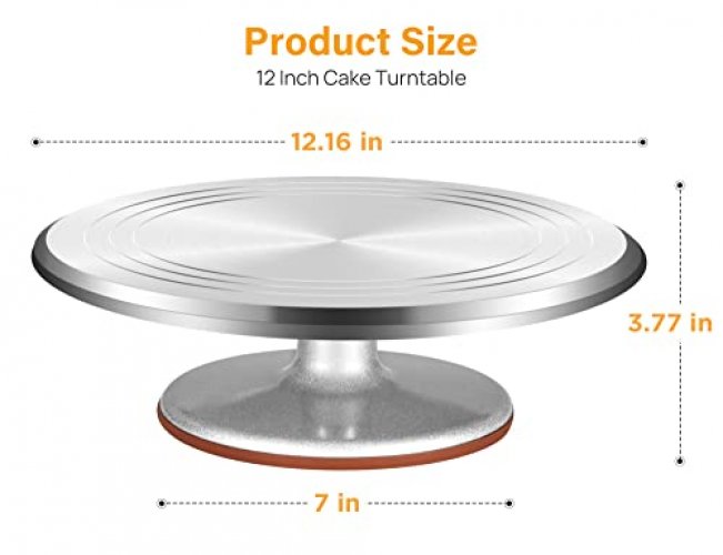 12 Inch Metal Revolving Cake Turntable Cake Rotating Decorating Stand Round  12