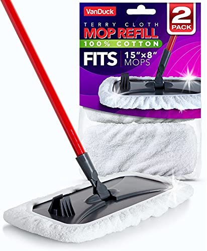 Vanduck 100% Cotton Pad Terry Cloth Mop Refills 15X8 Inches, 2 Pack (Mop Is  Not Included) - Imported Products from USA - iBhejo