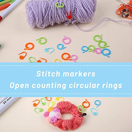 Crochet Hooks Set,5 Pcs Ergonomic Soft Grip Handles Large-eye Blunt