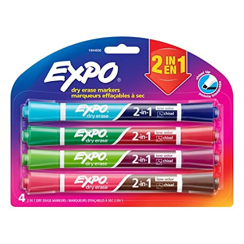 EXPO Neon Dry Erase Markers, Bullet Tip, Assorted Colors, 5 Count