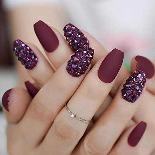 Square nails | Burgundy nails, Bridesmaids nails, Classy nails
