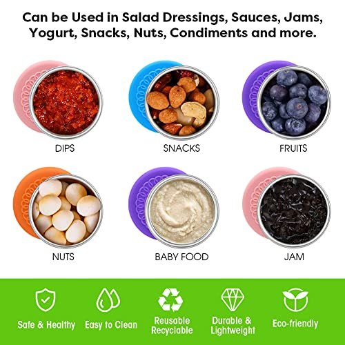 6pcs Reusable Sauce Cups Salad Dressing Container Condiment