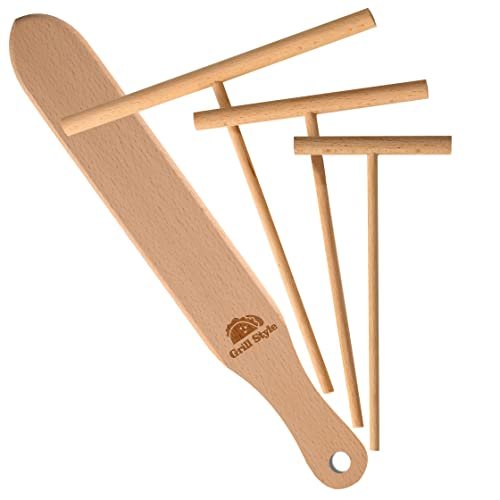 Crepe Spreader And Spatula Kit, 3.5 Inch, 5 Inch, 7 Inch T-Shaped Batter  Spreaders & 13.4 Inch Spatula Turner, Pancake Tool, Natural Wood Material  Cr - Imported Products from USA - iBhejo